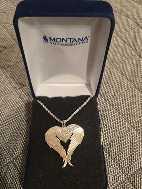 Montana Silversmiths Silver Angel Wing Heart Pendant Necklace